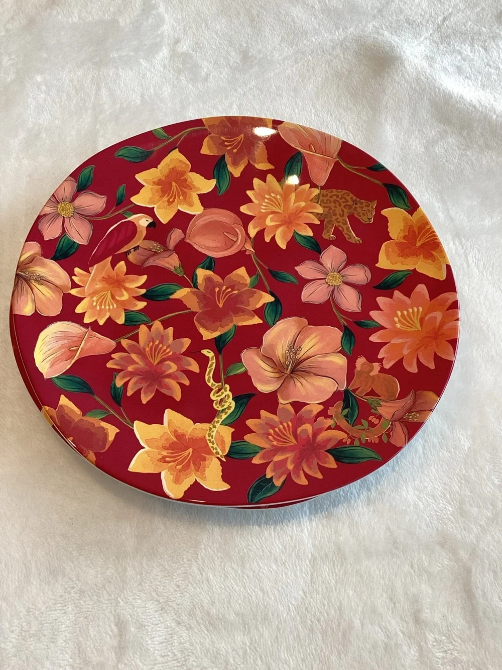🐆FARM Rio Anthropologie Melamine Plates Dessert New Tropical Cheetah Monkey 8.5”